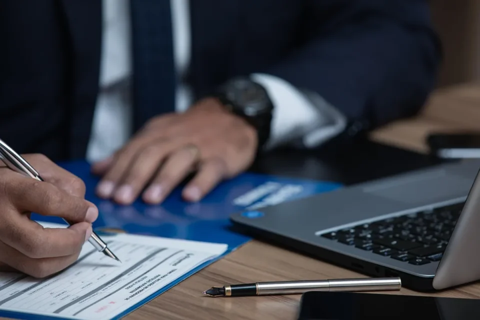 Documents de période d'essai et contrat de travail sur un bureau professionnel