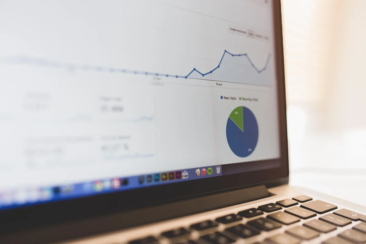 Écran affichant un tableau de bord avec indicateurs de performance et graphiques d'analyse