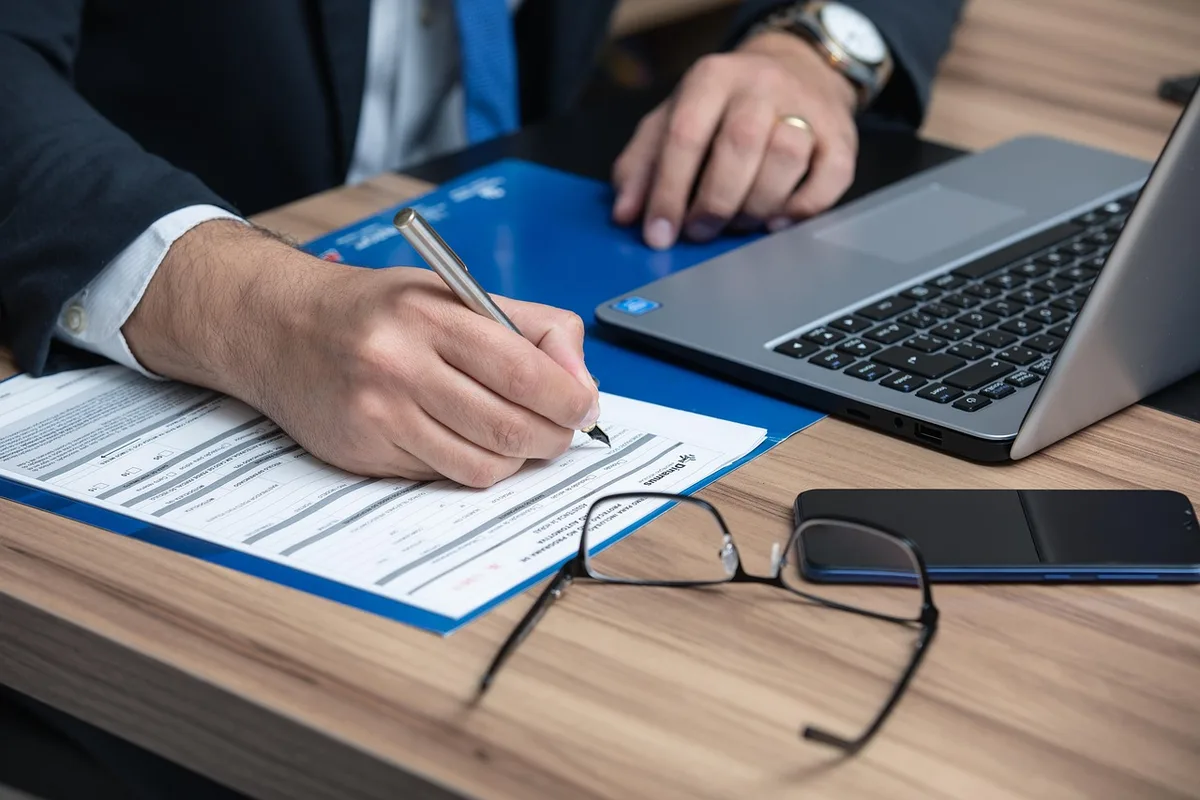 Réunion d'entreprise et documents de décision sur une table